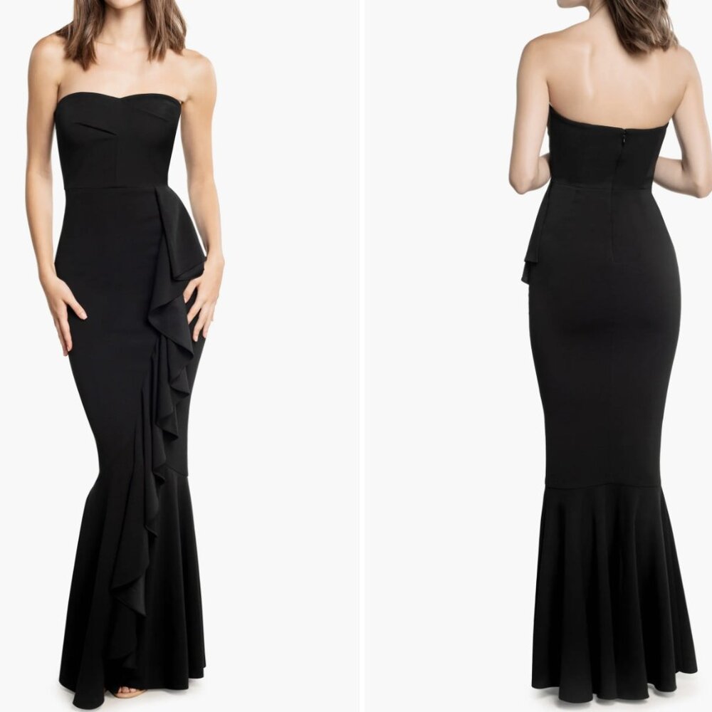 Paris Ruffle Strapless Mermaid Gown - Dress The Population